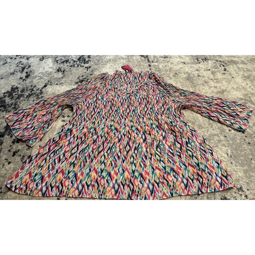 Ninety Clothing Company 3/4 Sleeve Blouse Womens Plus Size 3XL Multi V Neck